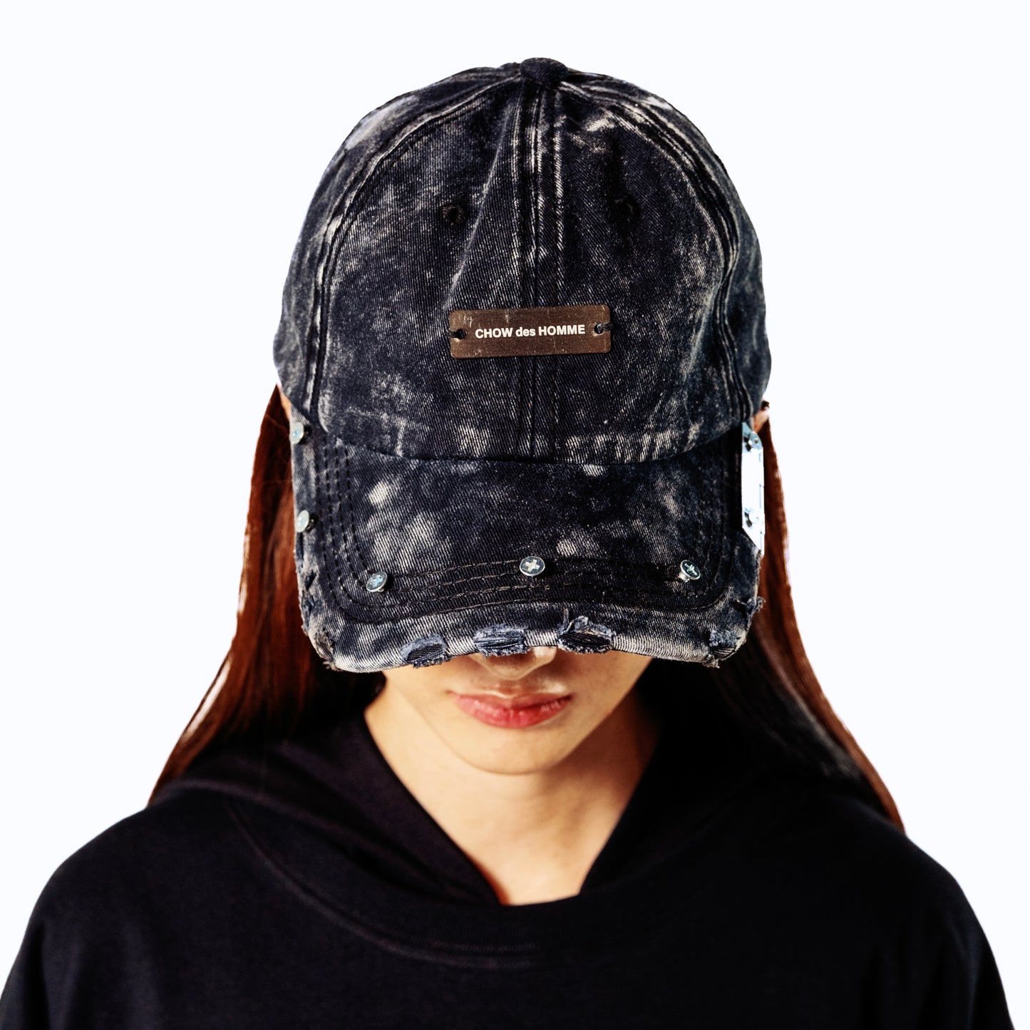 SS24 DESTROYED METALLIC CAP (BLACK)